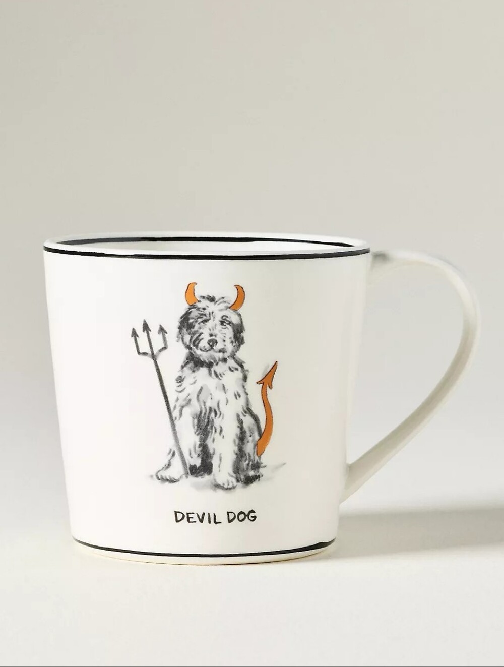 Anthropologie Molly Hatch Stoneware Halloween Dog Mug Devil Dog